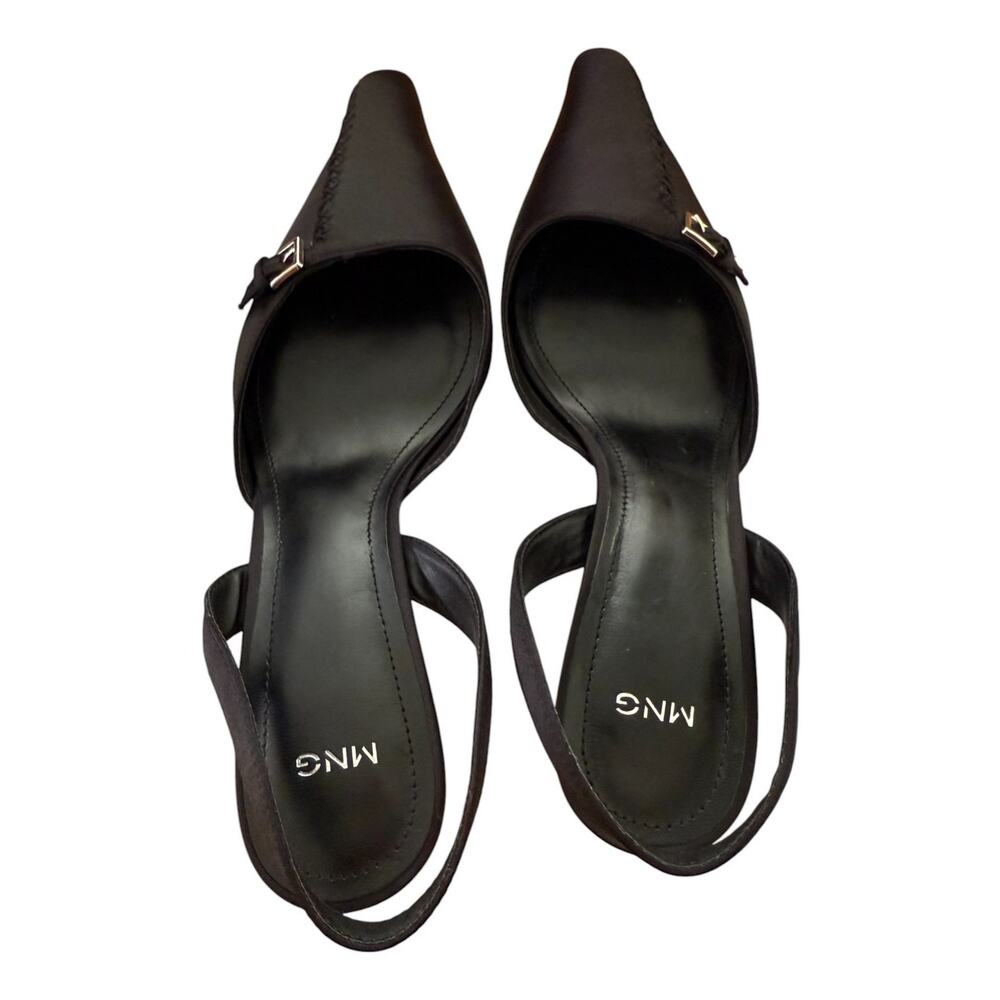 NWOT MANGO Pointed Ballerina Style Slingback Kitten Satin Heels - US 8 EU 39 - Picture 3 of 9